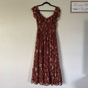 Burgundy Floral Dress